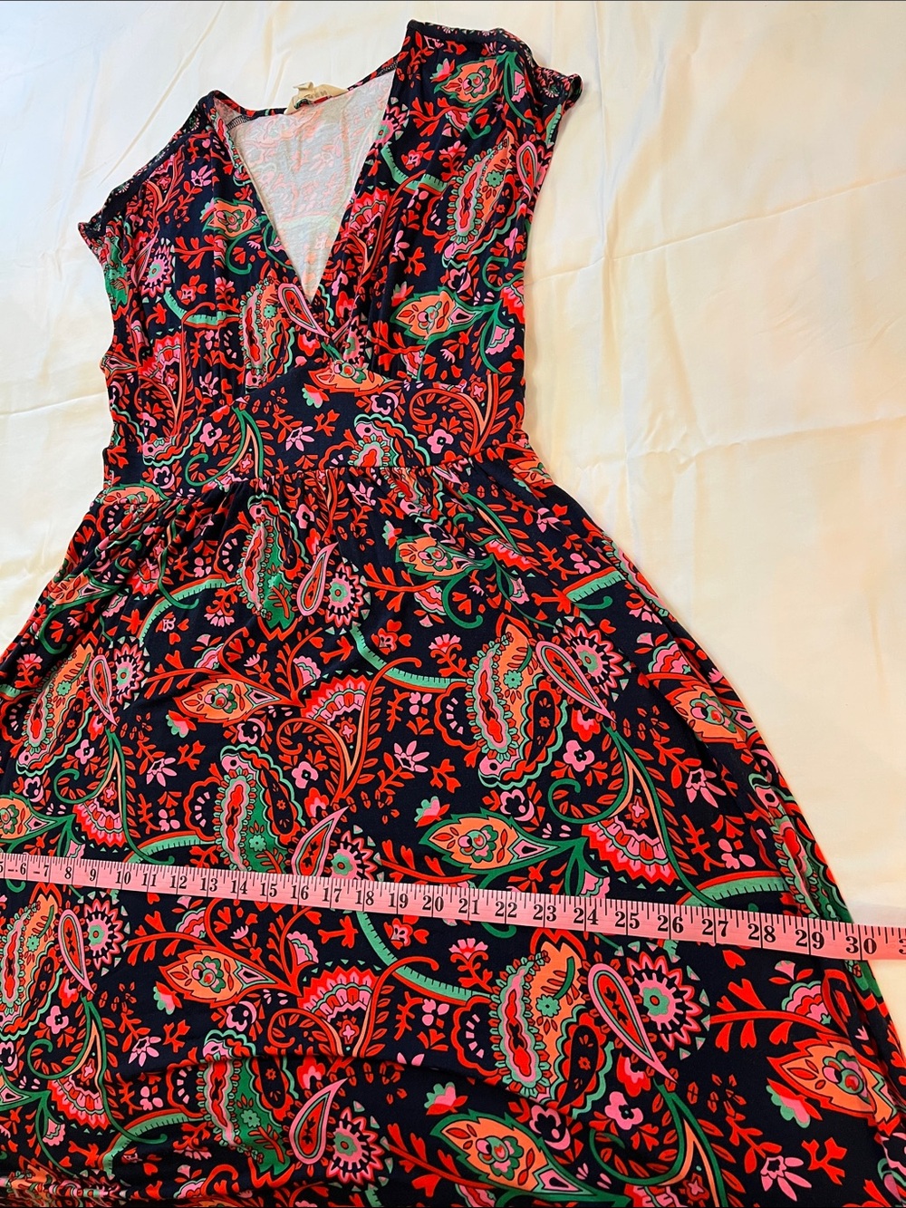 Boden Vanessa Navy Exotic Paisley D0867 Faux Wrap Jersey Knit Midi Dress US 10 - Picture 12 of 13
